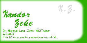 nandor zeke business card